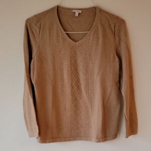 Talbots V-Neck Sweater - Light Brown